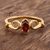 Gold vermeil garnet solitaire ring, 'Marquise' - Vermeil Solitaire Garnet Ring India Jewelry thumbail