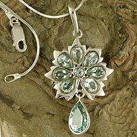 Blue topaz pendant necklace,