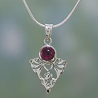 Garnet pendant necklace Crimson Fern India