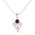 Garnet pendant necklace, 'Crimson Fern' - Sterling Silver and Garnet Artisan Crafted Necklace (image 2c) thumbail