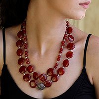 Carnelian strand necklace,