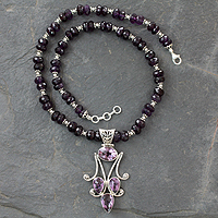 Amethyst pendant necklace, 'Purple Sonnet' - Sterling Silver Jewelry Amethyst Necklace