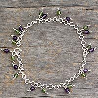 Peridot and amethyst anklet,