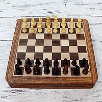 Wood travel chess set,