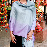 Silk and wool shawl Lavender Charm India