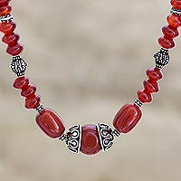 Carnelian strand necklace, 'Ardent' - Carnelian strand necklace