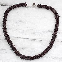 Garnet beaded necklace,
