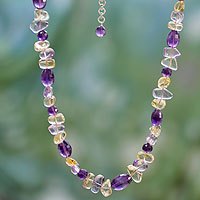 Amethyst and citrine beaded necklace,