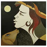 'Musical Meditation' (2010) - Musical Meditation Spiritual Theme Painting from India