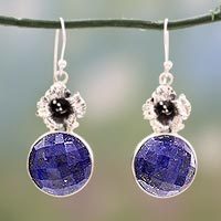 Lapis lazuli flower earrings,