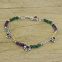 Amethyst and peridot anklet,