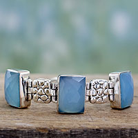 Blue chalcedony link bracelet Rocky River India