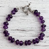 Amethyst beaded bracelet Violet Treasures India