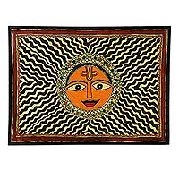 Madhubani painting Majestic Sun India