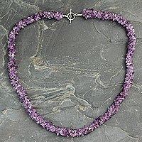 Amethyst long beaded necklace,