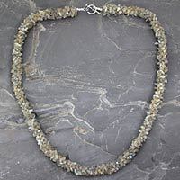 Labradorite long beaded necklace,