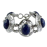 Lapis lazuli link bracelet, 'Seductive Blue' - Women's Bracelet Sterling Silver and Lapis Lazuli Jewelry