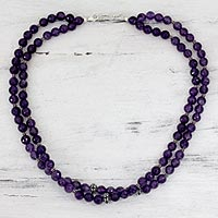 Amethyst strand necklace, 'Wisdom's Fortune' - Amethyst strand necklace