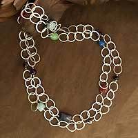 Jade and lapis long necklace,