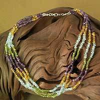 Amethyst and citrine strand necklace,