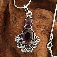 Amethyst pendant necklace,