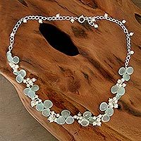 Pearl and chalcedony beaded necklace,