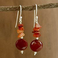 Carnelian dangle earrings, 'Radiant Sunset' - Carnelian dangle earrings