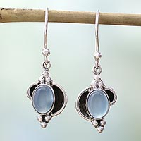 Chalcedony dangle earrings, 'Sky Charm' - Fair Trade Sterling Silver and Chalcedony Earrings