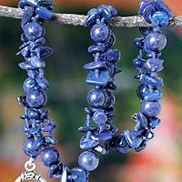 Lapis lazuli strand necklace,