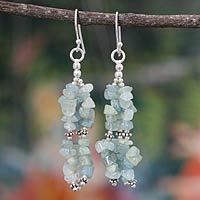 Aquamarine waterfall earrings,