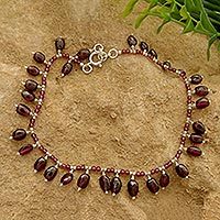 Garnet beaded anklet,