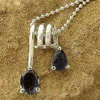 Iolite pendant necklace,