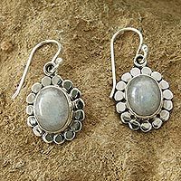 Moonstone flower earrings,