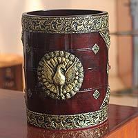 Wood and brass container,