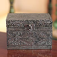 Brass jewelry box, 'Persian Paradise' - Brass Jewelry Box from India