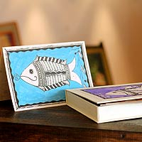 Madhubani greeting cards Fish of Bihar set of 8 India
