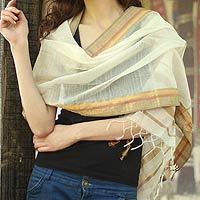 Cotton and silk shawl,