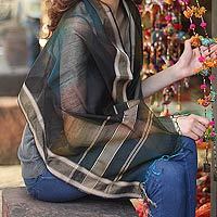 Cotton and silk shawl,