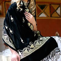 Wool and silk shawl,
