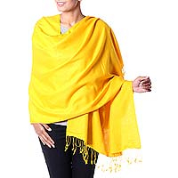 Wool and silk blend shawl Sunlight India