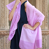 Wool and silk blend shawl Mauve Kiss India