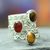 Tiger's eye and carnelian stacking rings, 'Goddess of Fire' (set of 5) - Sterling Silver Carnelian and Tigers Eye Stacking Rings thumbail