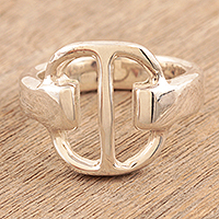 Sterling silver band ring, 'Power' - Sterling silver band ring