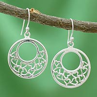 Sterling silver heart earrings, 'Joyous Love' - Sterling silver heart earrings