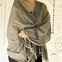 Cotton and silk shawl,