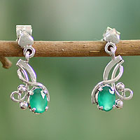 Sterling silver flower earrings, 'Fertile Flower' - Sterling silver flower earrings