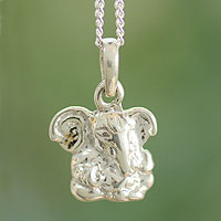 Sterling silver pendant necklace, 'Baby Ganesha' - Sterling Silver Necklace Hindu Jewelry from India