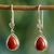 Sterling silver dangle heart earrings, 'Love Symbol' - Handmade Silver and Onyx Dangle Earrings thumbail