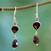 Garnet dangle earrings,