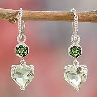 Prasiolite dangle earrings,